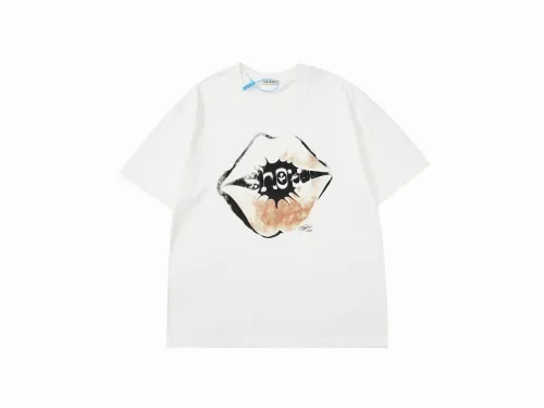 OUR LEGACY niche retro red lips logo print short-sleeved T-shirt white