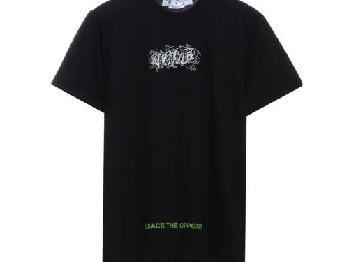 OW embroidery flocking print pattern short sleeve