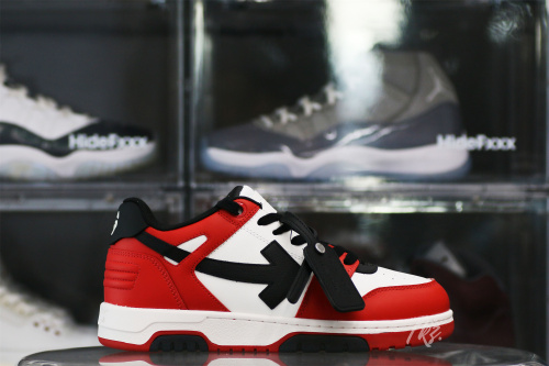 OFF-WHITE White & Black Red 'Out Of Office' Sneakers