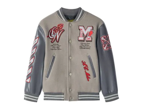 Off white Ow AC Milan Grey Varsity Jacket