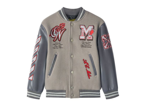 Off white Ow AC Milan Grey Varsity Jacket