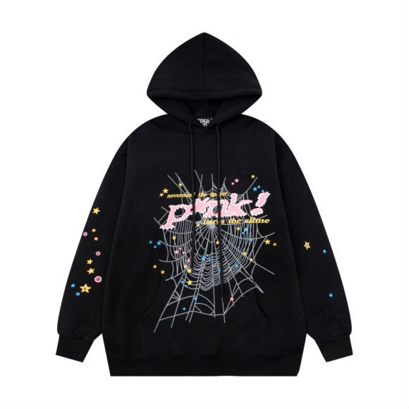Sp5der Logo Pullover Hoodie Pink Suits