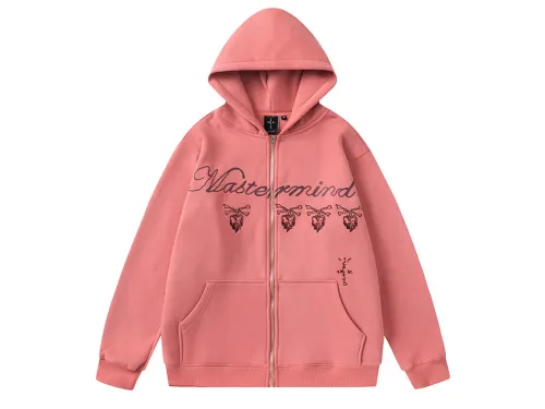 Travis Scott Cactus Jack xMMJ Skull Zip Up Mauve Hoodie