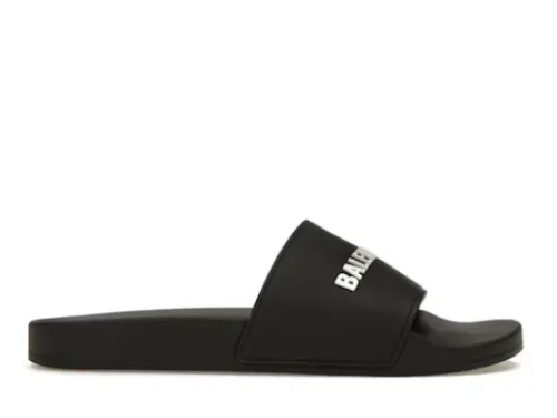 Balenciag* Pool Slide Black White