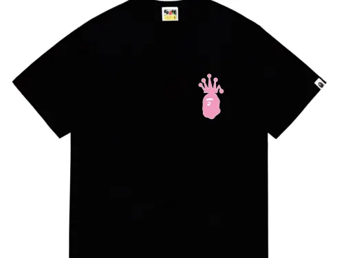 BAPE×Stuss! Pink Color logo lettering Tee