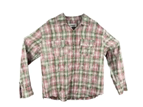 Vintage distressed and mottled DirtyFit worn-look plaid flannel pure cotton Shirt