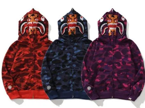 Bape Camo Tiger Shark Wide Full Zip Double Hoodie