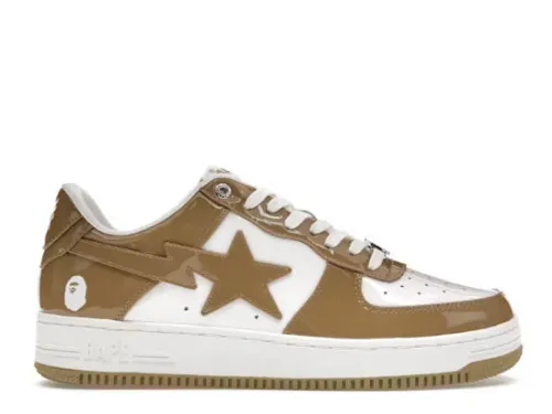 A Bathing Ape Bape Sta Patent Leather White Khaki (2023)