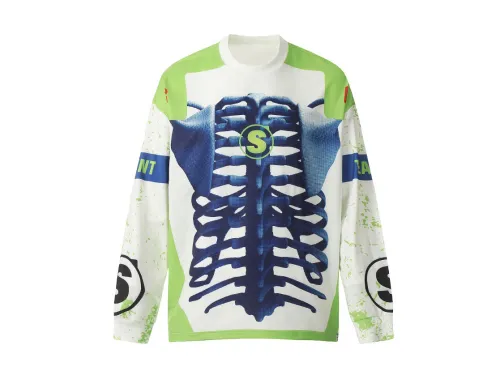 Saint Mich@el Tears Full Print Long Sleeve White Blue Bone