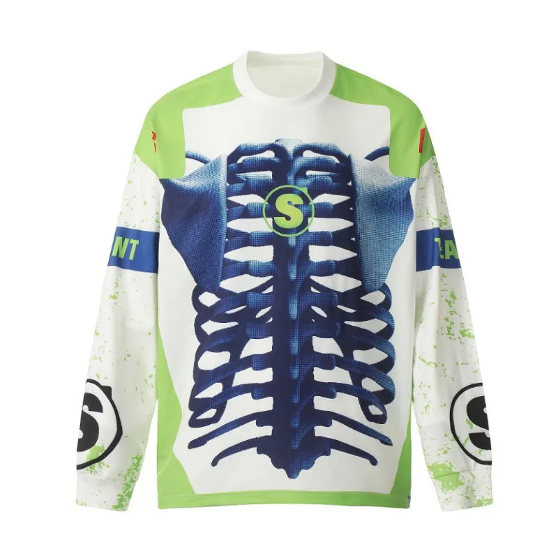 Saint Mich@el Tears Full Print Long Sleeve White Blue Bone