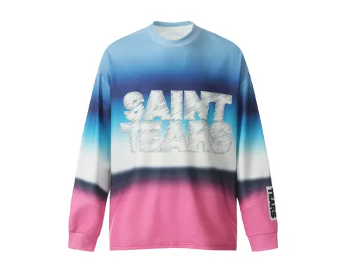 Saint Mich@el Tears Full Print Long Sleeve Blue Pink
