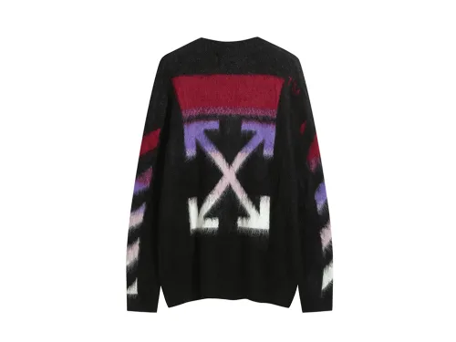 Off White black and red color-block long-sleeve sweater