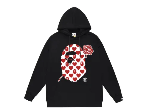 BAPE red rose Ape Head heart graphic hoodie