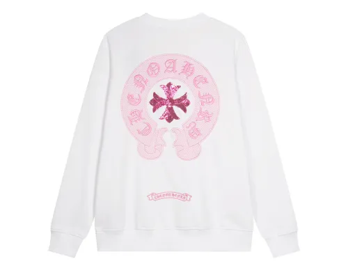 Chrome Hearts latest basic crewneck sweatshirt White/Pink