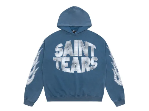 Saint Mich@el tears washed distressed salt-treated 400g heavy-weight vintage terry cloth hoodie