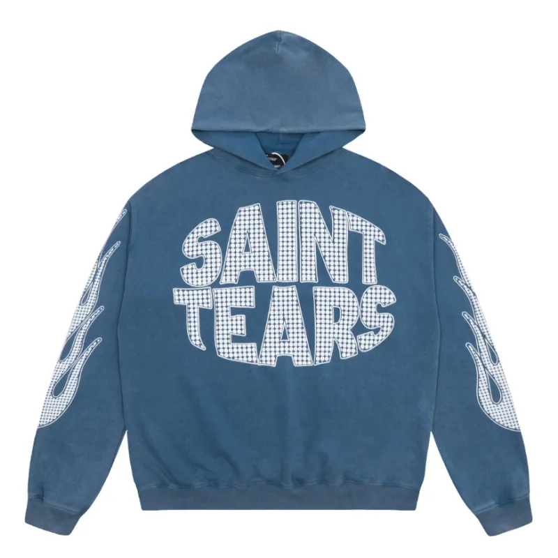 Saint Mich@el tears washed distressed salt-treated 400g heavy-weight vintage terry cloth hoodie