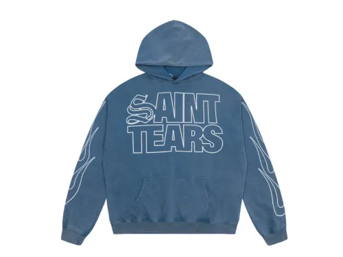 Saint Mich@el tears washed distressed salt-treated 400g heavy-weight vintage terry cloth hoodie