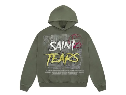 Saint Mich@el tears washed distressed salt-treated 400g heavy-weight vintage terry cloth hoodie