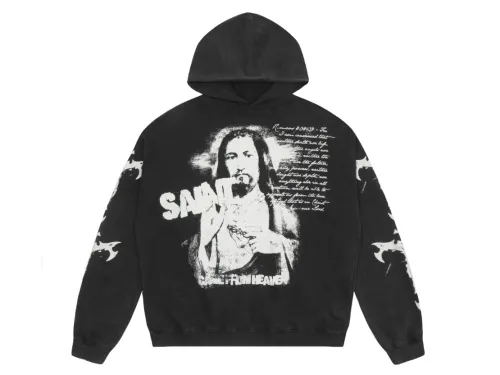 Saint Mich@el tears washed distressed salt-treated 400g heavy-weight vintage terry cloth hoodie