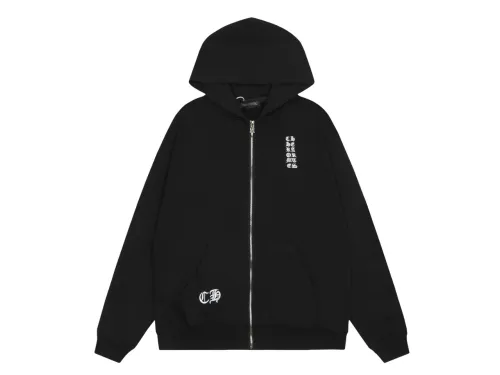 Chrome Hearts black embroidered and printed heavy-duty zip-up hoodie