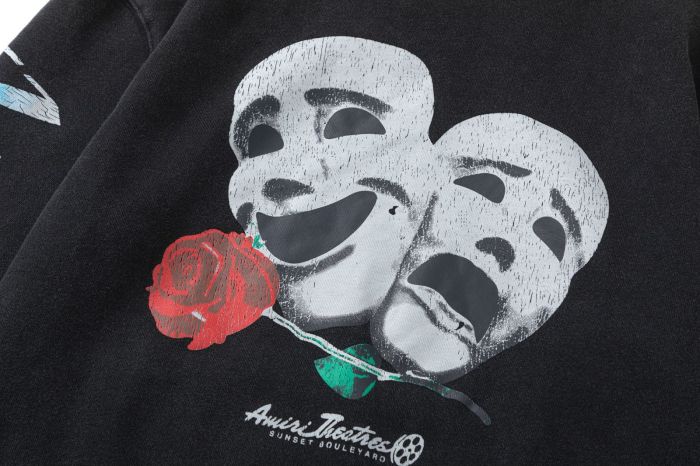 AMIRI Ghost Face Washed Distressed Hoodie