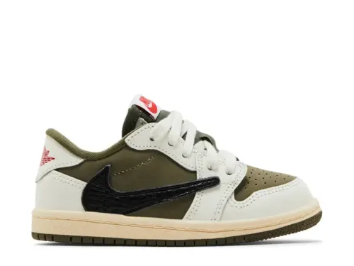 Travis Scott x Jordan 1 Retro Low 'Reverse Olive / Medium Olive' Kid (LN5 A1)
