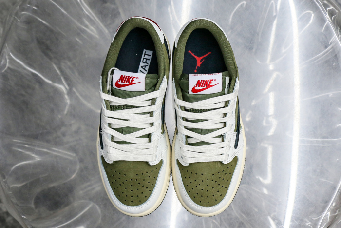 Travis Scott x Jordan 1 Retro Low  'Reverse Olive / Medium Olive' Kid (LN5 A1)