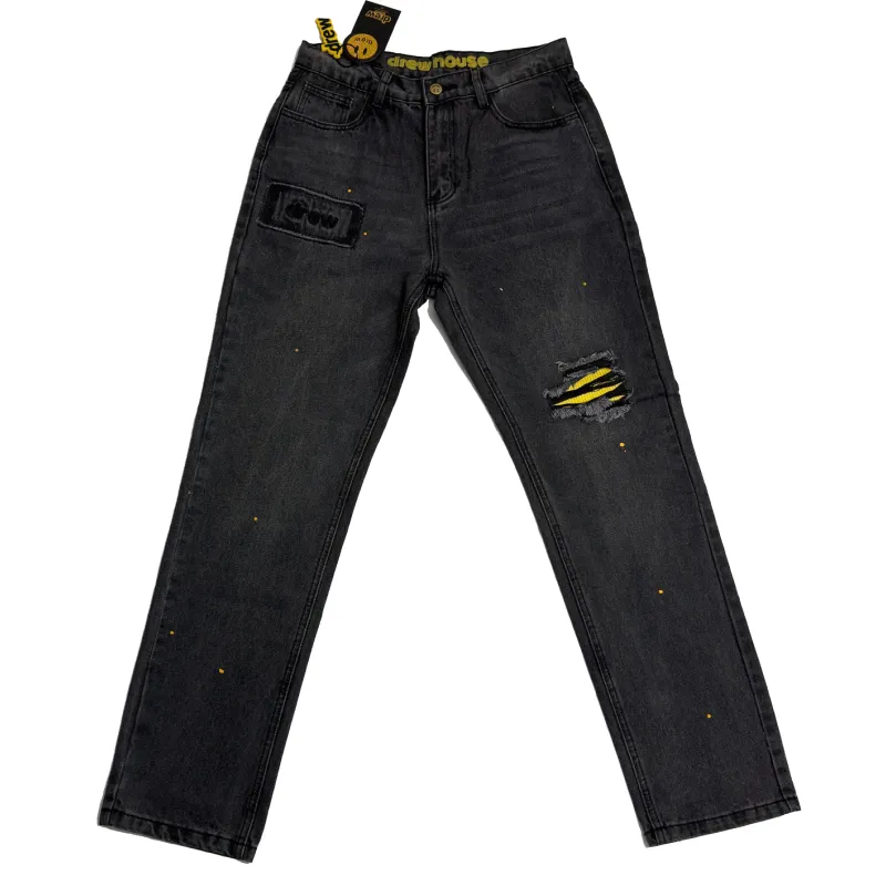 Drew House Broken Hole Washed Splash Ink Jeans