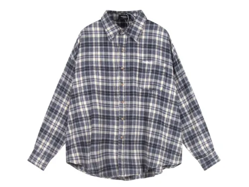 Far Archive Flannel Tassel Blue Plaid Shirt
