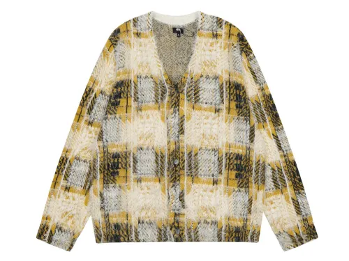 Stussy Hairy Plaid Cardigan Sweater