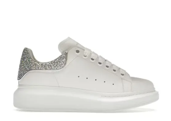 Alexande* McQuee* Oversized Sneaker White Silver Glitter
