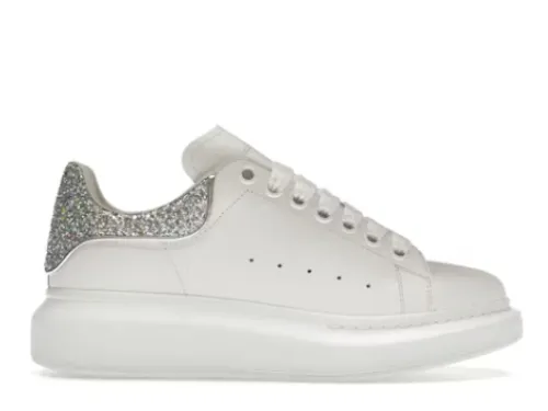 Alexande* McQuee* Oversized Sneaker White Silver Glitter