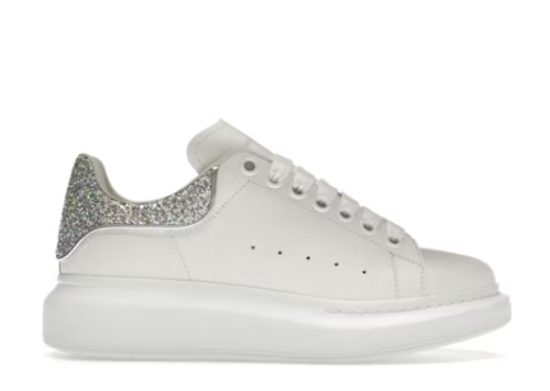 Alexande* McQuee* Oversized Sneaker White Silver Glitter