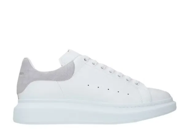 Alexande* McQuee* Oversized Sneaker White Light Grey Croc 鳄鱼皮