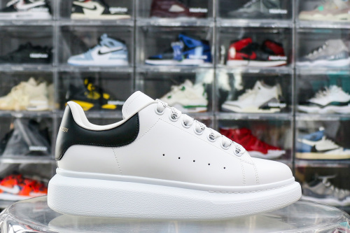 Alexande* McQuee* Oversized Sneaker ‘White Black  (Black Leather Heel)