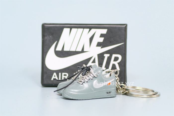 Mini Sneaker Off-White x Nike Air Force 1 Low Ghost Grey 3D keychain