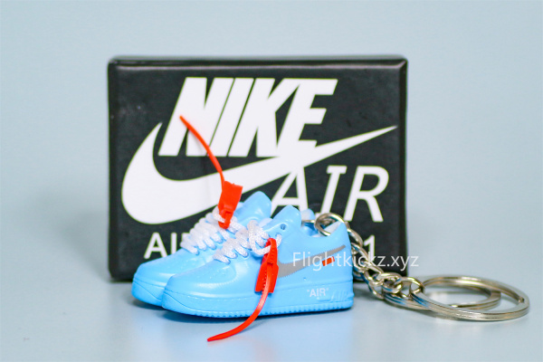 Mini Sneaker Air Force 1 Low Off-White MCA University Blue 3D keychain