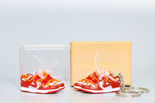 Mini Sneaker Off-White x Nike Dunk Low University Red 3D keychain