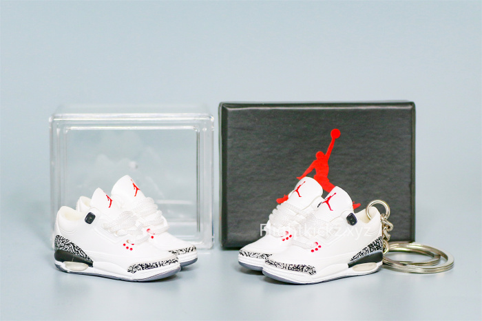 Mini Sneaker Air Jordan 3 White Cement 3D keychain
