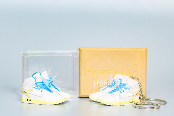 Mini SneakerOff White X Air Jordan 1 White 3D keychain