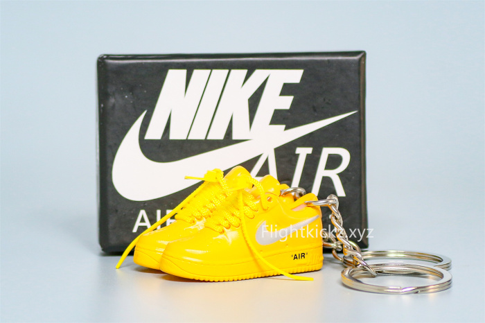 Mini Sneaker Off White x Air Force 1 “University Gold”  3D keychain