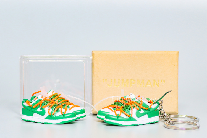 Mini Sneaker Off-White x Nike Dunk Low Pine Green  3D keychain