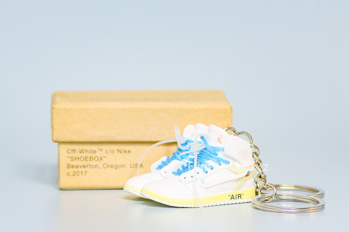 Mini SneakerOff White X Air Jordan 1 White 3D keychain