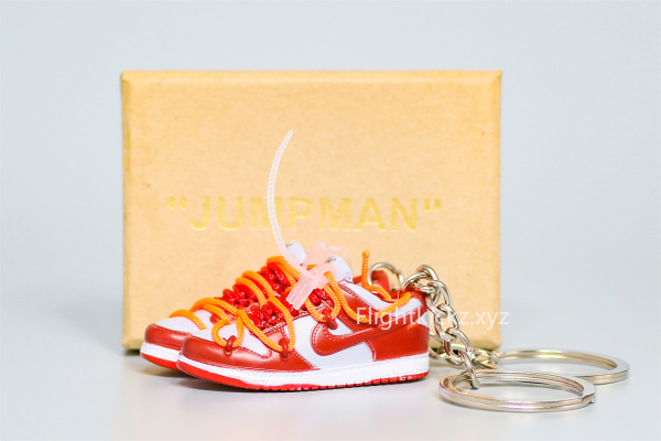 Mini Sneaker Off-White x Nike Dunk Low University Red 3D keychain