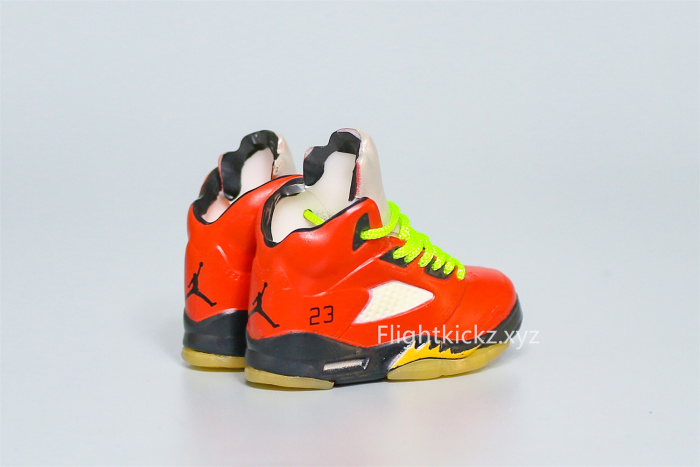 Mini Sneaker Air Jordan 5 Bull Yellowing Sole Green Lace 3D keychain