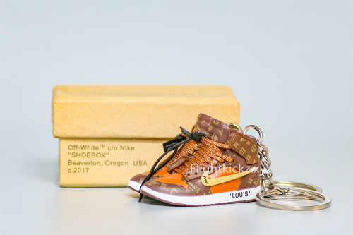 Mini Sneaker LV x Off White X Air Jordan 1 3D keychain