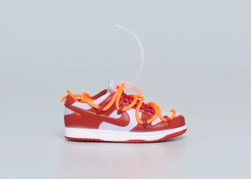 Mini Sneaker Off-White x Nike Dunk Low University Red 3D keychain