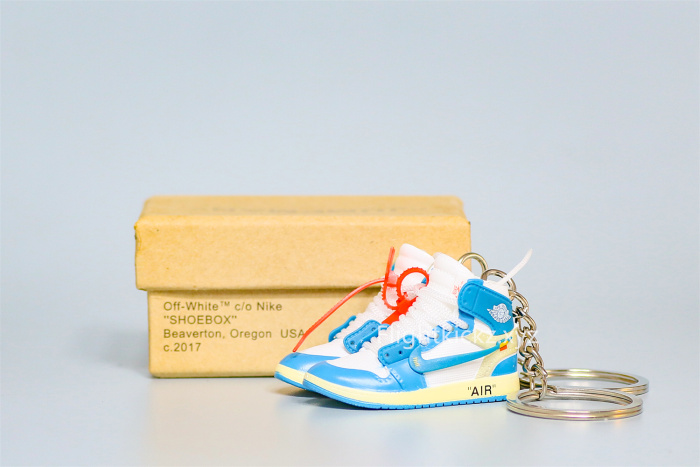 Mini SneakerOff White X Air Jordan 1 UNC NRG 3D keychain