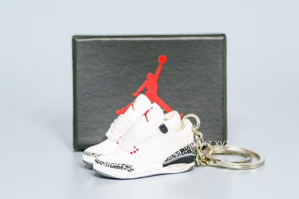 Mini Sneaker Air Jordan 3 White Cement 3D keychain