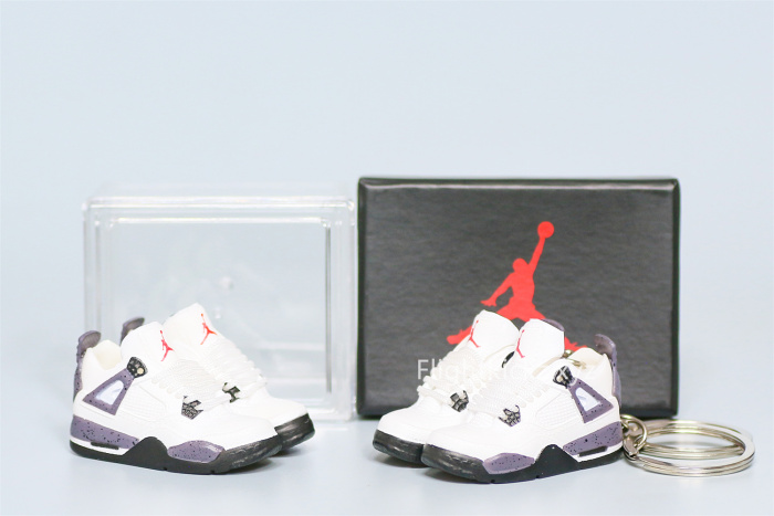 Mini Sneaker Air Jordan 4 White Cement 3D keychain